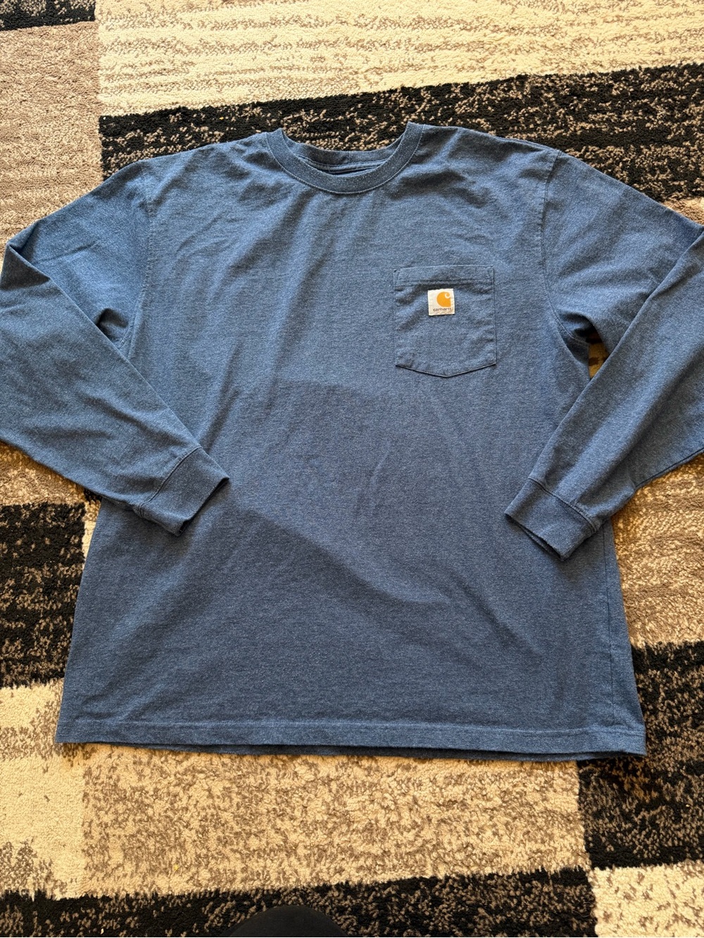 Mens Carhartt Navy Blue Long-Sleeve Pocket Tee